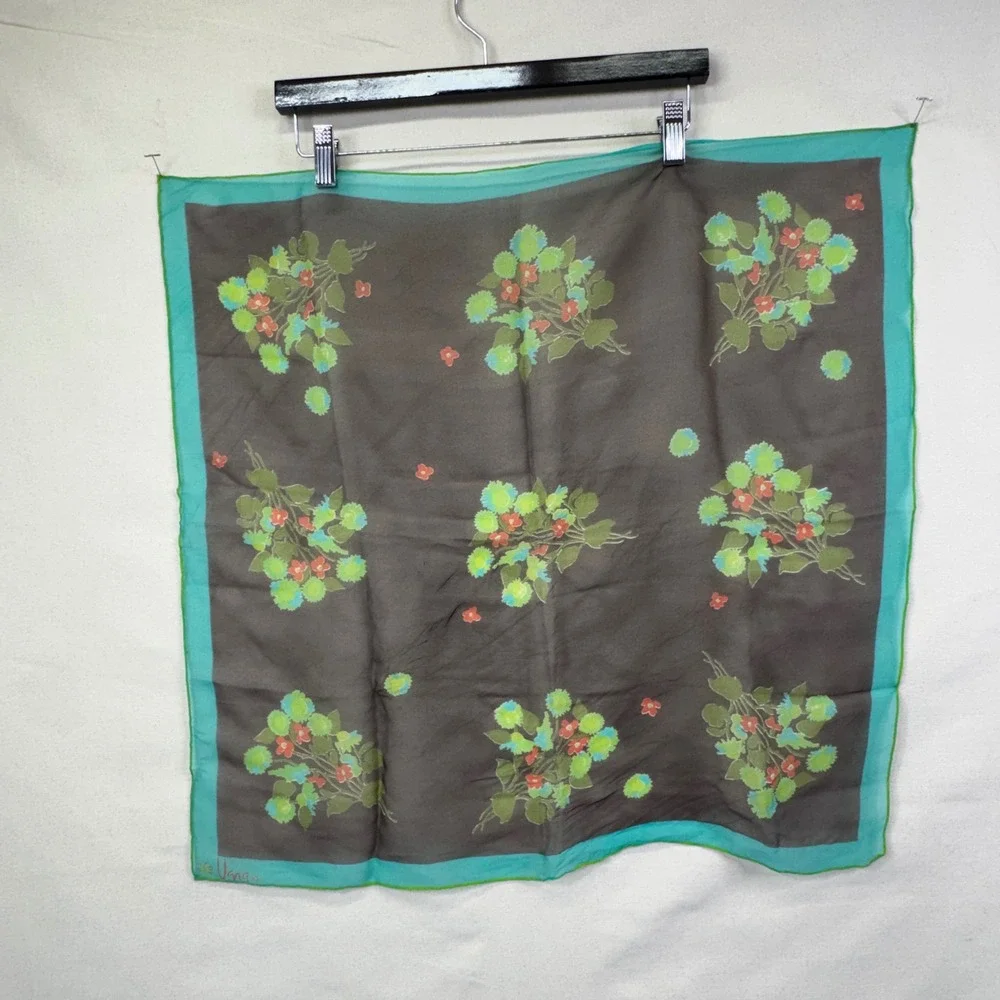 Vera Scarf Squares Set of 2 Burgundy Red Floral Silk Blend Vintage Cottagecore